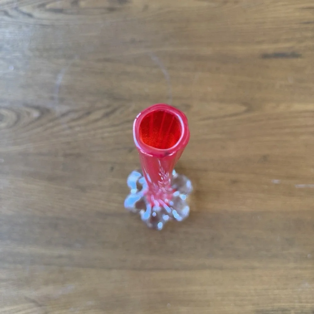 Vintage MCM Ruby Red Glass Bud Vase 11